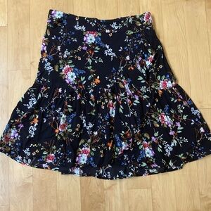 A New Day Flower Print Ruffle Casual Skirt - Large